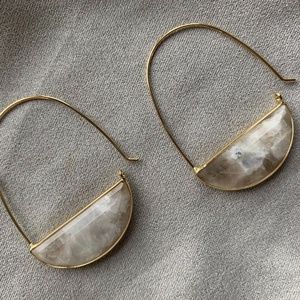 Anthropologie Crescent Hoop Earrings Stone